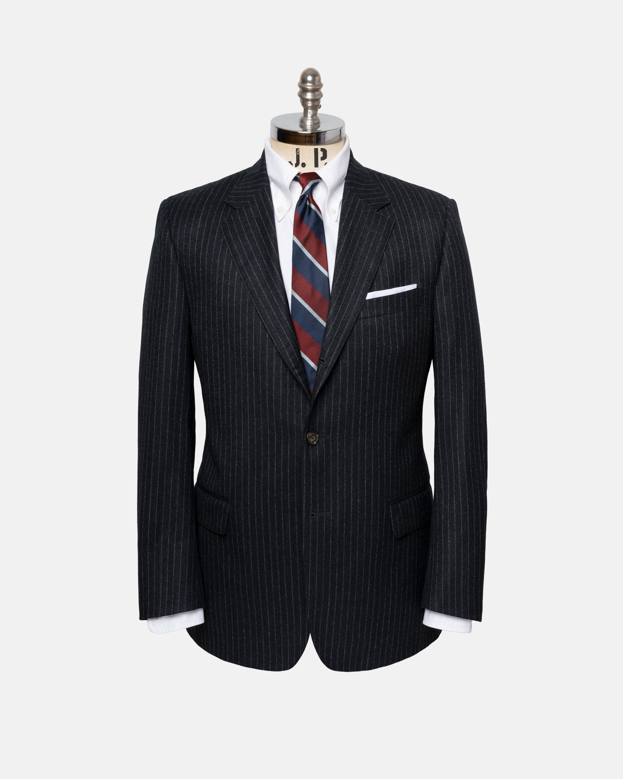 Made-in-Canada Charcoal Chalkstripe Wool Flannel Suit