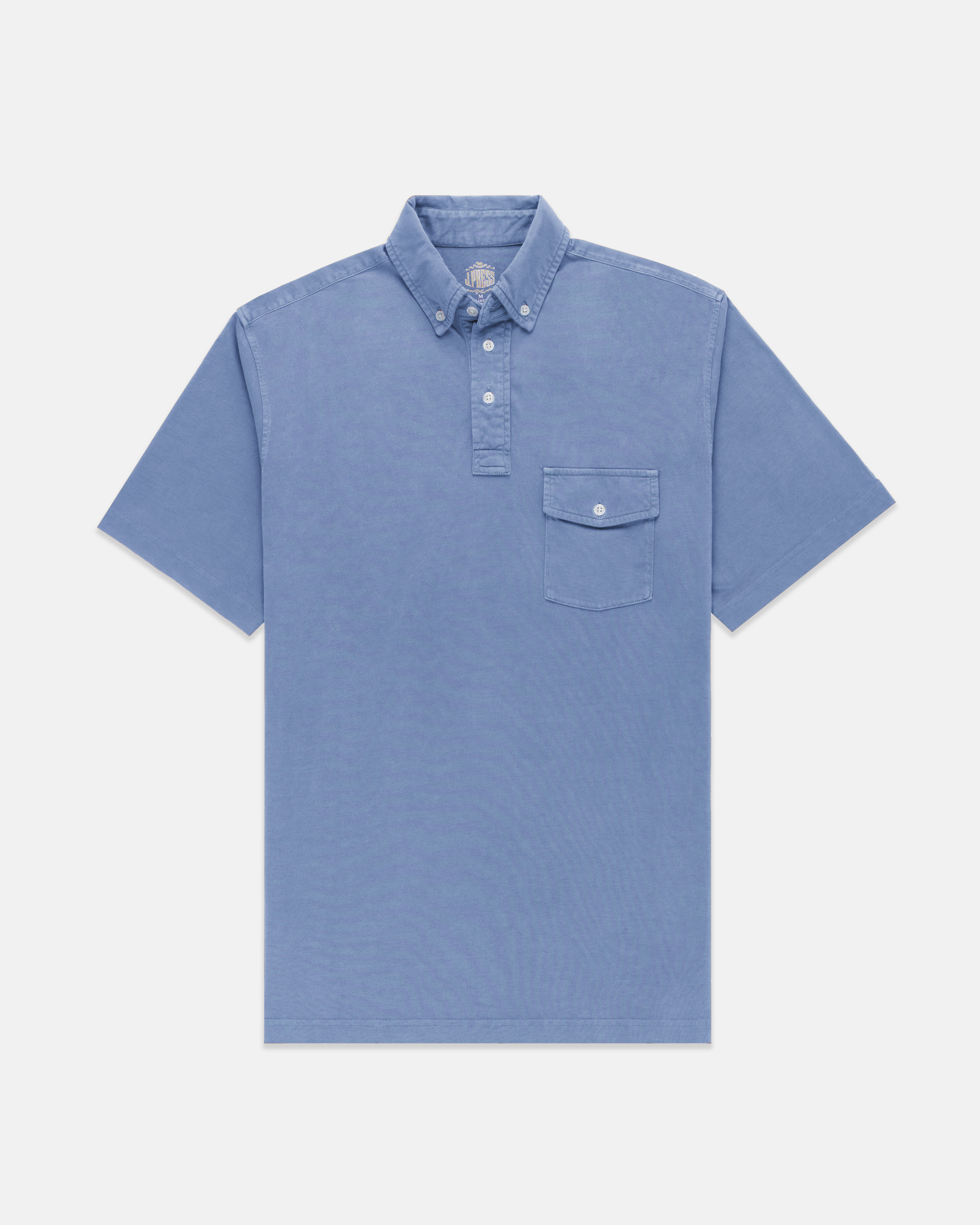 Blue Button Down Collar Polo Shirt