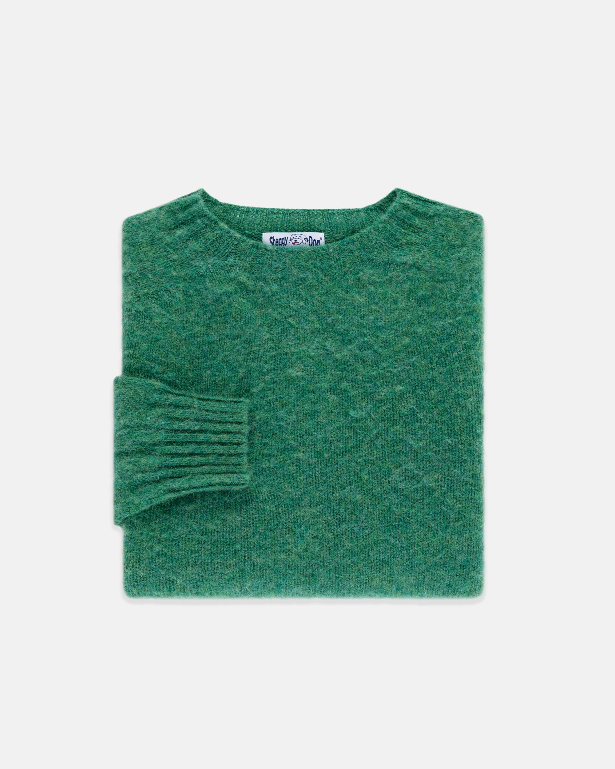 Made-in-Scotland Kelly Green Shaggy Dog Sweater  - Trim Fit