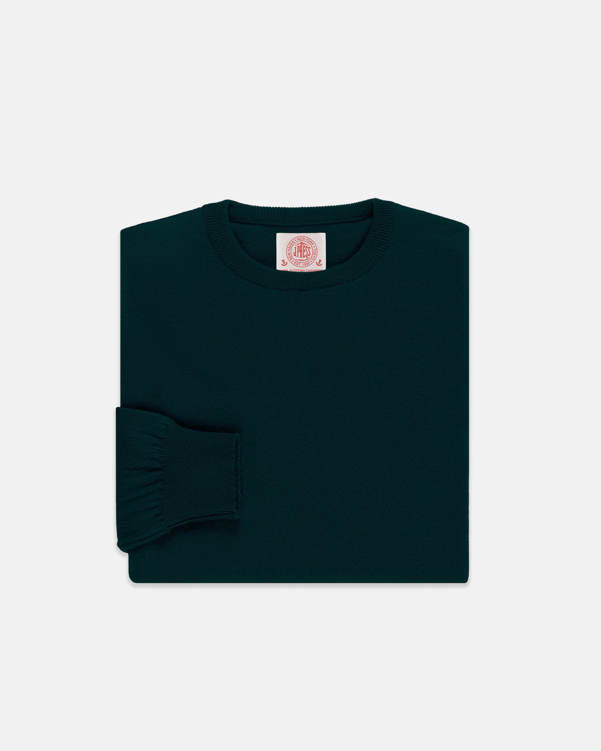 Made-in-Scotland Green Cashmere Crewneck Sweater