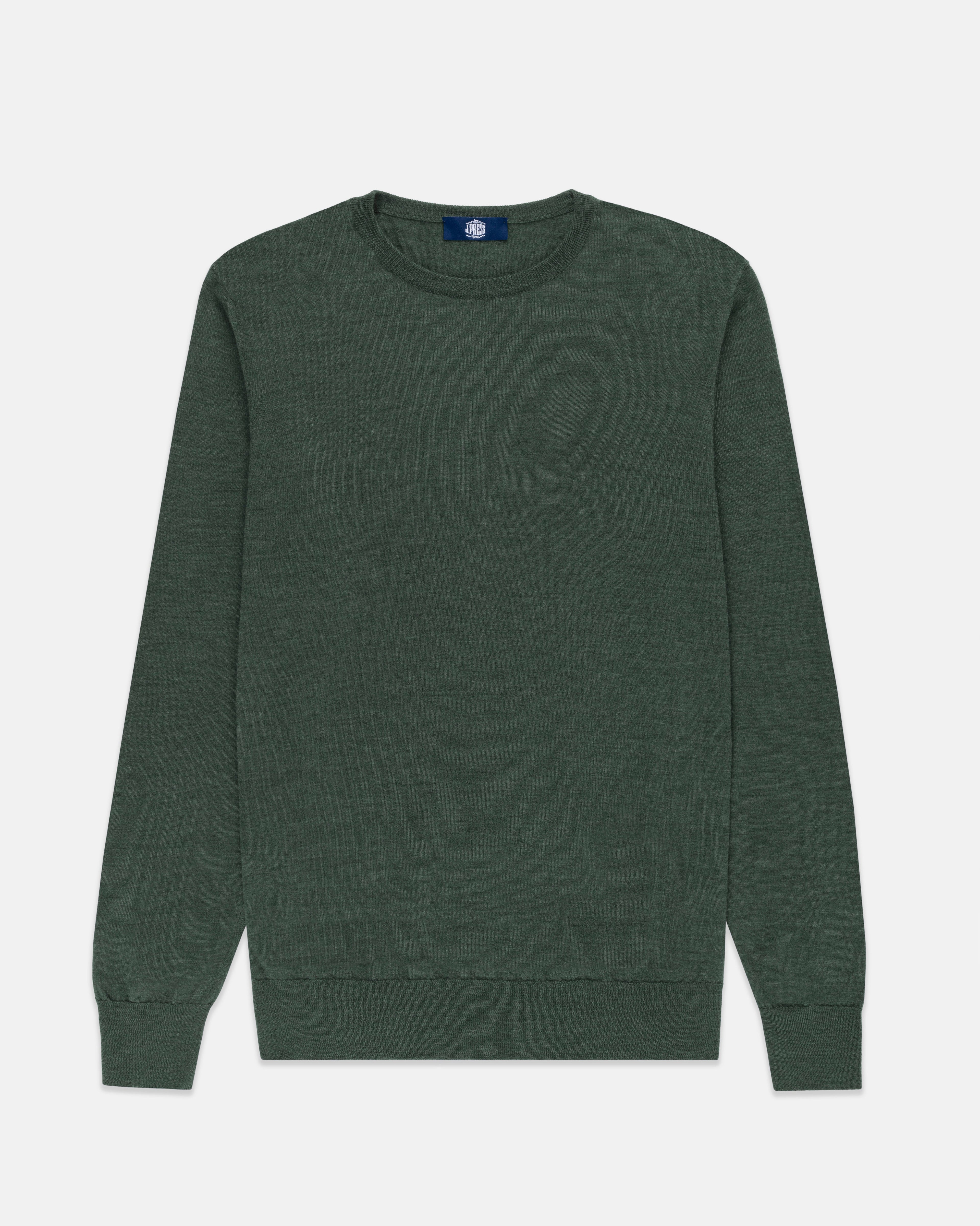 Made-in-Scotland Green Superfine Merino Wool Sweater
