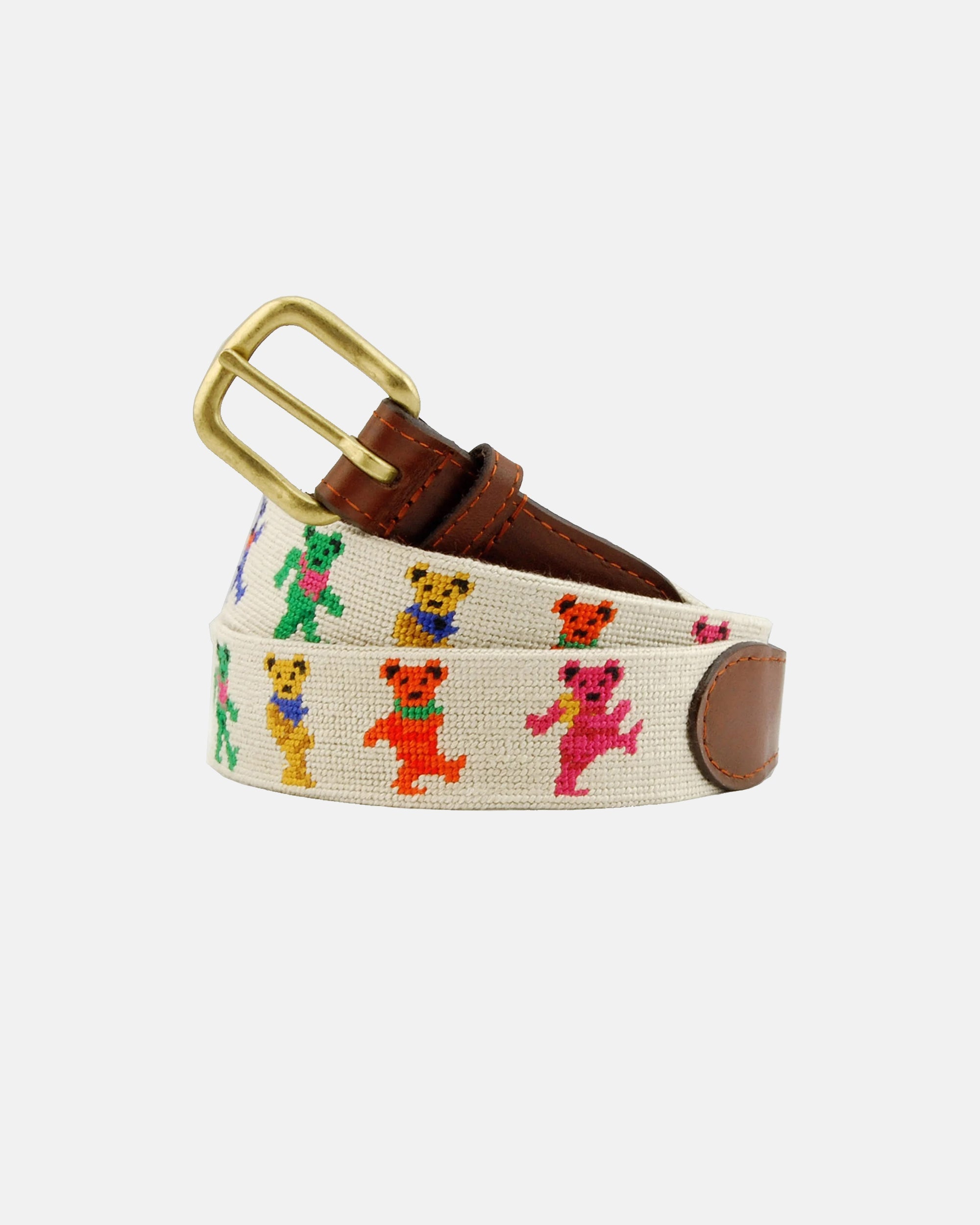 Dancing Bear Oatmeal Needlepoint Belt