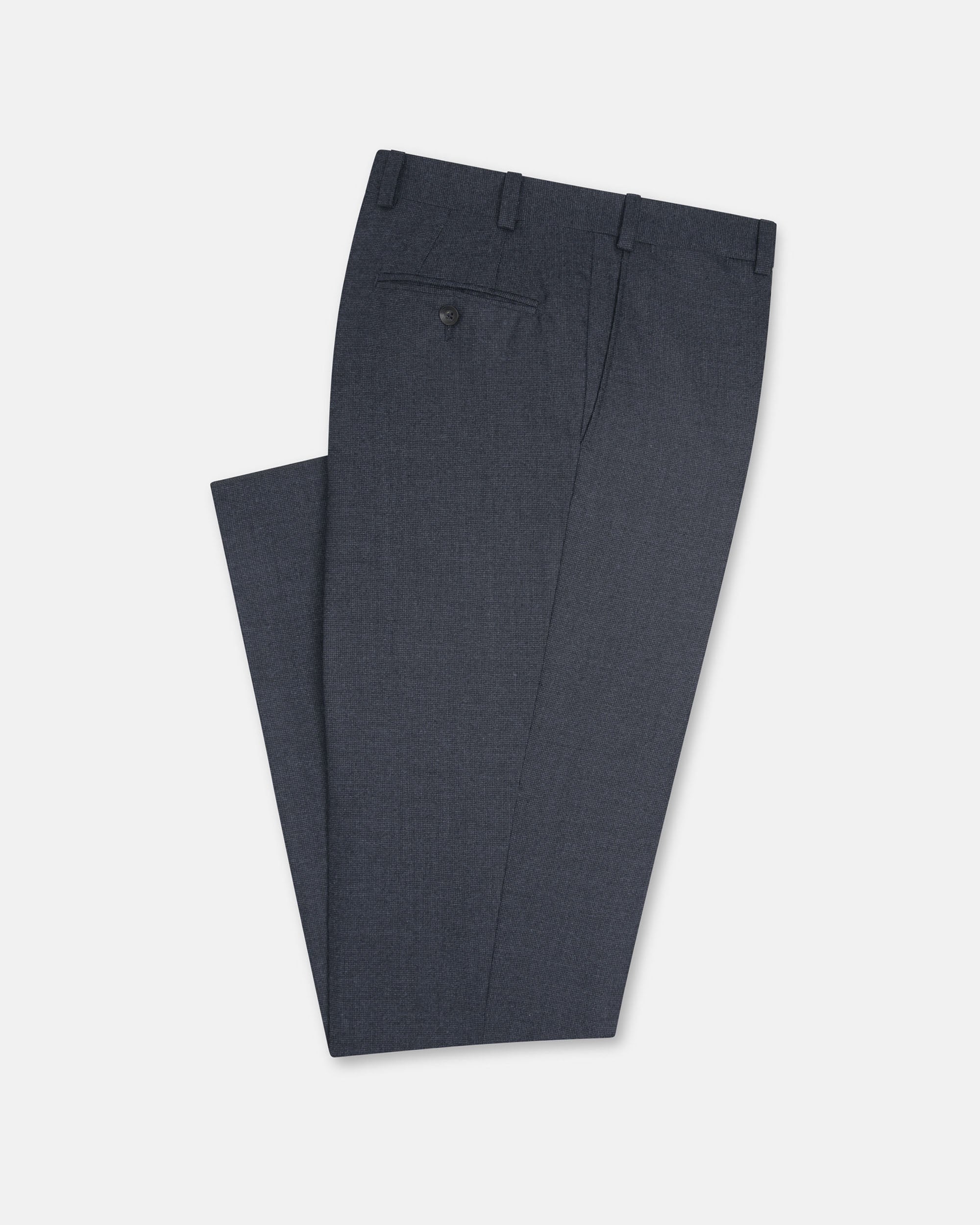 Made-in-Canada Blue Ticweave Wool Trouser