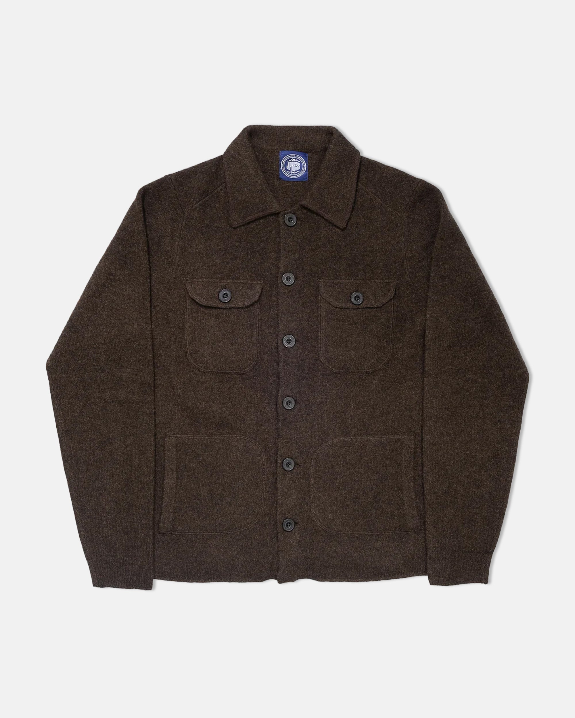 Brown Boiled Wool Knitted Shirt Jacket