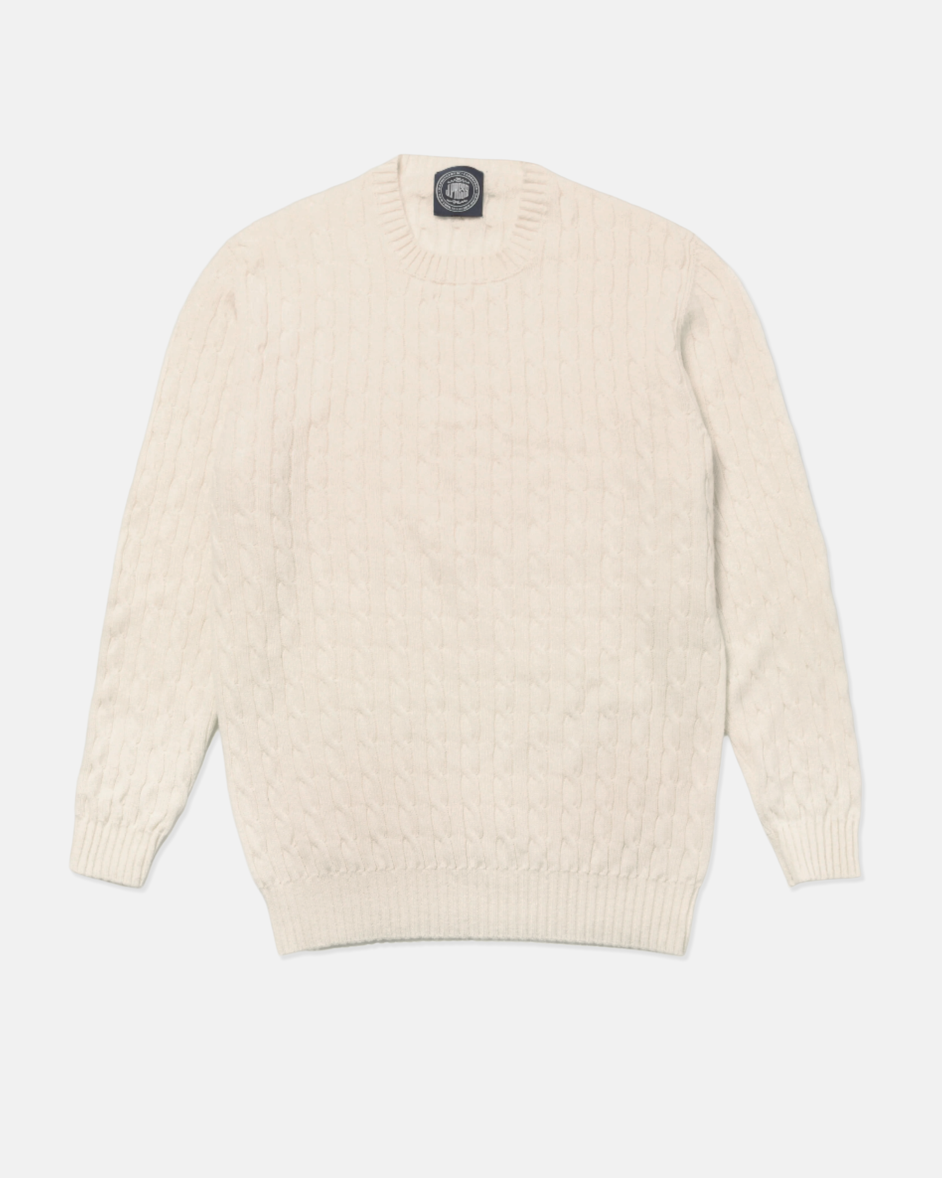 Made-in-Scotland Ivory Cable Knit Cashmere Sweater