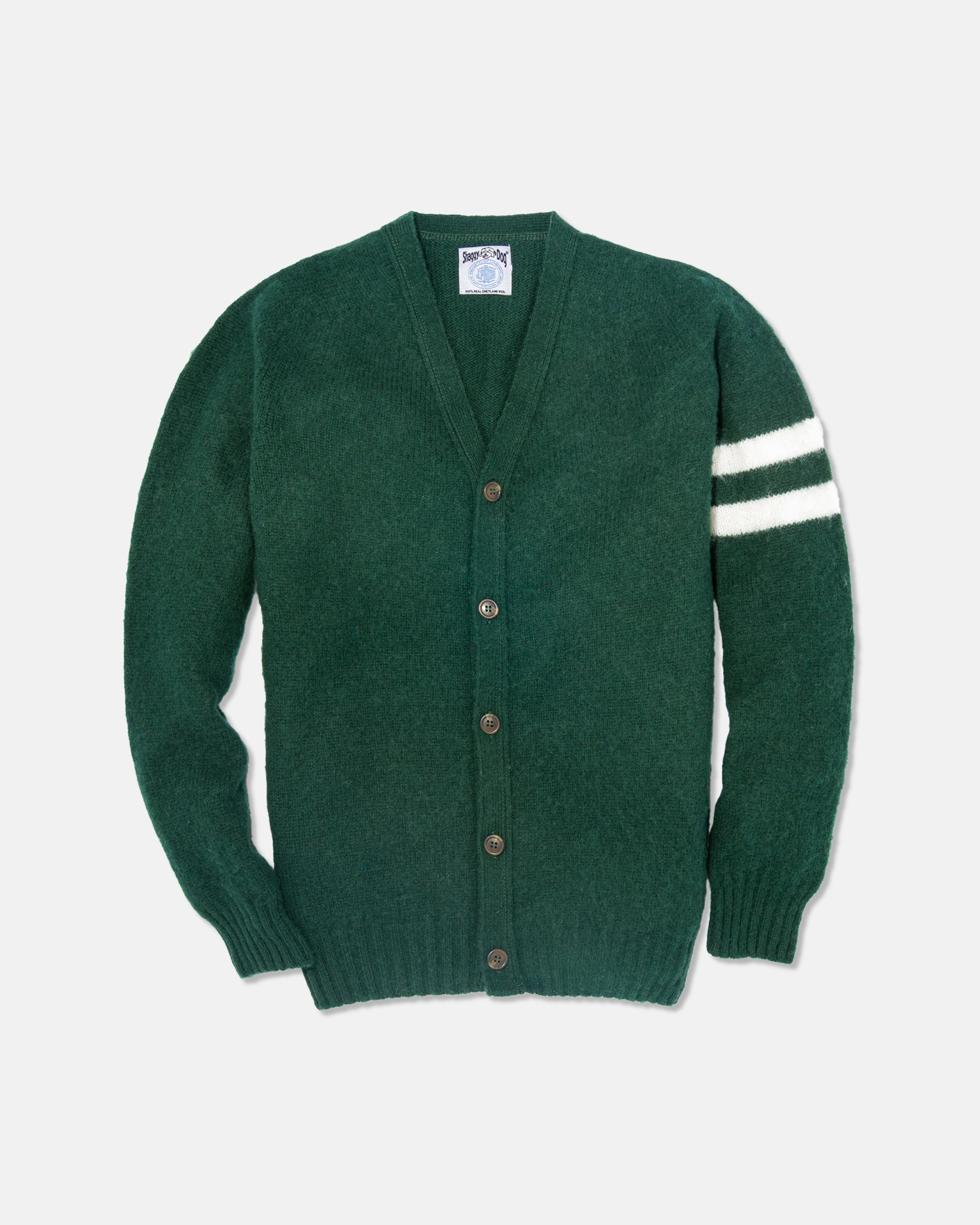 Made-in-Scotland Hanover Green Shaggy Dog University Cardigan