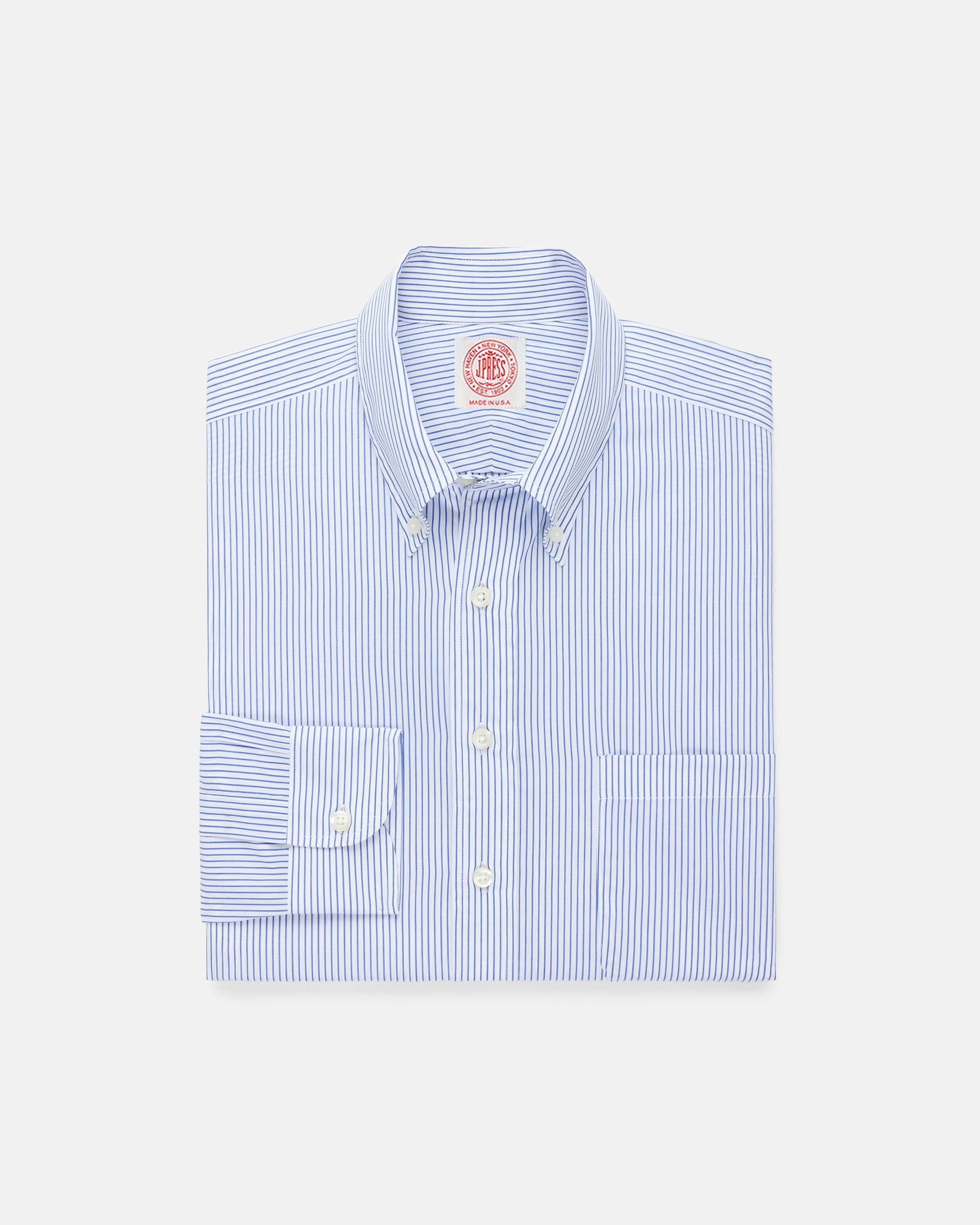 Made-in-Canada Dark Blue Pencil Stripe Button Down Shirt - Classic  Fit