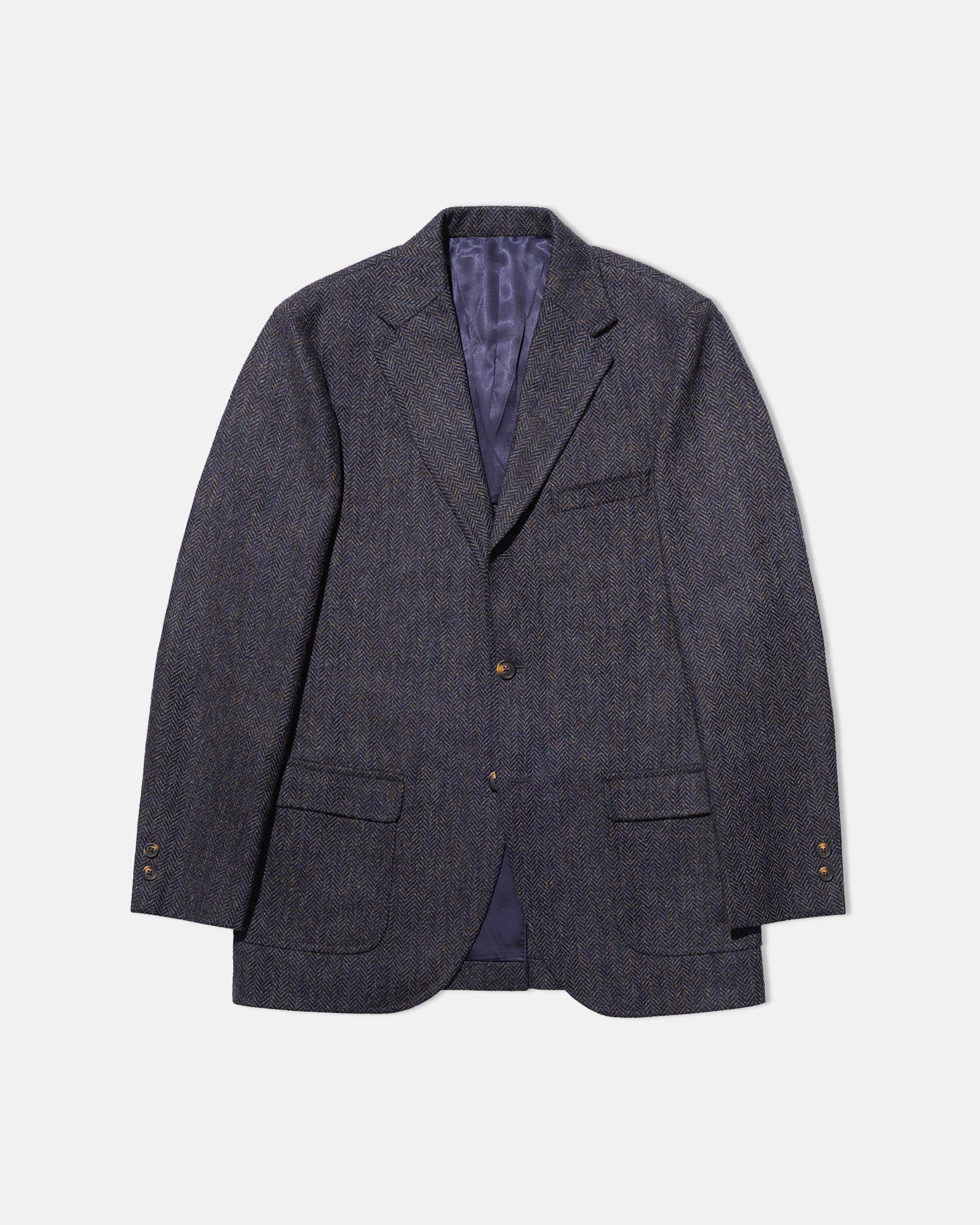 Blue Mix Herringbone Wool Sport Coat - Trim Fit
