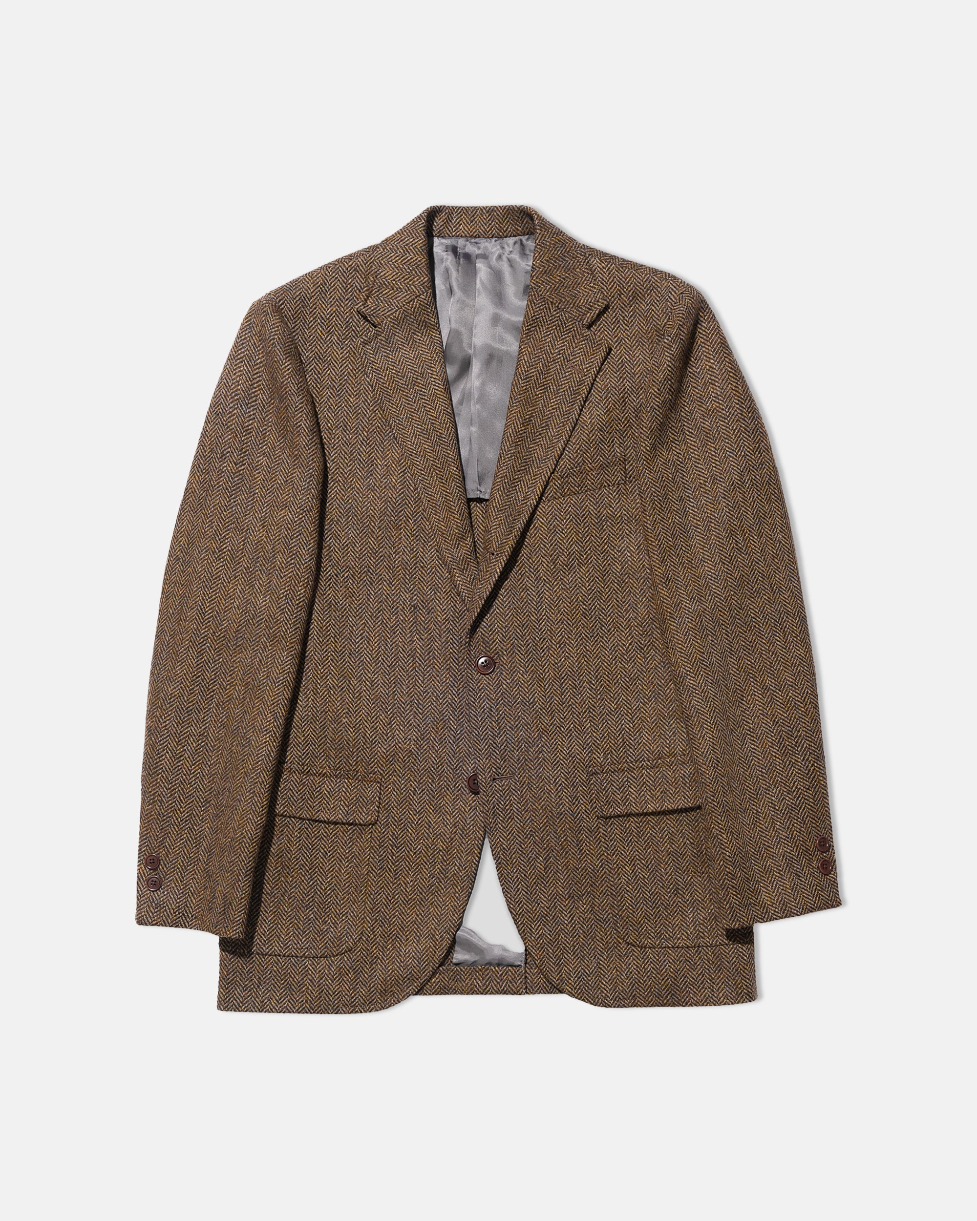 Brown & Olive Herringbone Wool Sport Coat - Trim Fit
